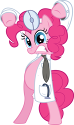 Size: 4970x8389 | Tagged: safe, artist:the-crusius, pinkie pie, earth pony, pony, g4, absurd resolution, bipedal, clothes, doctor, female, head mirror, mare, simple background, solo, stethoscope, transparent background, vector