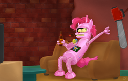 Size: 1024x652 | Tagged: safe, artist:ifthemainecoon, pinkie pie, g4, bender bending rodríguez, futurama, male, parody, solo