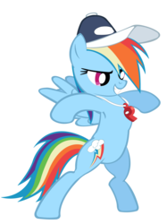 Size: 1403x1872 | Tagged: safe, artist:masterrottweiler, rainbow dash, pony, g4, may the best pet win, bipedal, hat, puffed chest, rainbow dashs coaching whistle, simple background, transparent background, vector, whistle, whistle necklace