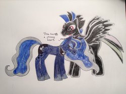 Size: 900x675 | Tagged: safe, artist:aquaseashells91, princess luna, oc, g4, blushing, cardiophilia, fetish, heartbeat, listening