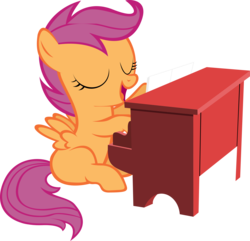 Size: 4056x3911 | Tagged: safe, artist:deadparrot22, scootaloo, pony, g4, the show stoppers, eyes closed, female, musical instrument, piano, simple background, solo, transparent background, vector