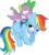 Size: 2986x3304 | Tagged: safe, artist:sulyo, rainbow dash, spike, dragon, pegasus, pony, g4, dragons riding ponies, duo, duo male and female, female, male, riding, riding a pony, rodeo, ship:rainbowspike, shipping, spike riding rainbow dash, straight