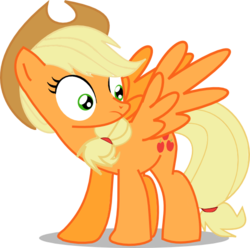 Size: 567x563 | Tagged: safe, artist:brony-pete1, applejack, pegasus, pony, g4, female, flapplejack, mare, race swap, simple background, solo, spread wings, transparent background, vector, wings