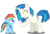 Size: 8000x5515 | Tagged: safe, artist:deratrox, dj pon-3, rainbow dash, vinyl scratch, pegasus, pony, unicorn, g4, ^^, absurd resolution, age regression, blank flank, cutie mark, eyes closed, female, filly, filly rainbow dash, foal, hooves, horn, mare, simple background, smiling, spread wings, teeth, transparent background, vector, wings, younger