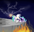 Size: 2350x2220 | Tagged: safe, artist:runningnorth, princess celestia, twilight sparkle, alicorn, pony, g4, badass, cliff, duo, female, fire, mama bear, mare, momlestia, protecting