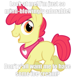 Size: 1045x1090 | Tagged: safe, artist:wicklesmack, apple bloom, mentally advanced series, g4, applebuck, image macro, rule 63, simple background, transparent background