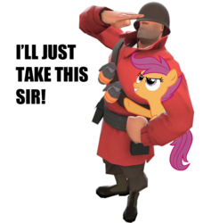 Size: 657x719 | Tagged: safe, scootaloo, g4, soldier, soldier (tf2), team fortress 2