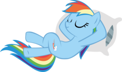 Size: 5265x3145 | Tagged: dead source, safe, artist:waranto, rainbow dash, pony, g4, may the best pet win, my little pony: friendship is magic, pillow, simple background, sleeping, solo, transparent background, vector