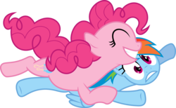 Size: 6277x3863 | Tagged: safe, artist:flutterguy317, pinkie pie, rainbow dash, earth pony, pegasus, pony, g4, the cutie mark chronicles, absurd resolution, duo, duo female, female, glomp, lesbian, mare, ship:pinkiedash, shipping, simple background, transparent background, vector