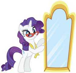 Size: 7000x6716 | Tagged: safe, artist:birthofthepheonix, rarity, pony, unicorn, a canterlot wedding, g4, absurd resolution, bipedal, featureless crotch, female, glasses, measuring tape, mirror, rarity's glasses, simple background, solo, transparent background, vector