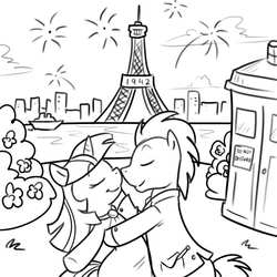 Size: 1000x1000 | Tagged: safe, artist:madmax, doctor whooves, time turner, twilight sparkle, g4, doctor who, doctor whooves adventures, doctwi, eiffel tower, paris, shipping, tardis, the doctor