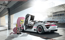 Size: 1131x707 | Tagged: safe, artist:evilimpala-ss, fluttershy, g4, car, irl, ponies in real life, porsche, porsche 918, supercar