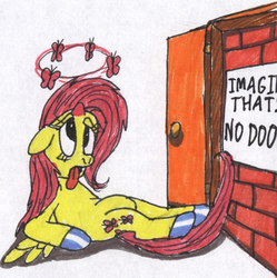 Size: 877x882 | Tagged: safe, artist:stinkek, fluttershy, g4, tex avery