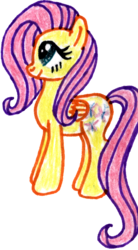 Size: 601x1089 | Tagged: safe, artist:colossalstinker, fluttershy, pegasus, pony, g4, female, folded wings, mare, profile, simple background, smiling, solo, standing, traditional art, transparent background, wings