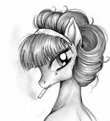 Size: 800x882 | Tagged: safe, artist:dashiepie, oc, oc only, pony, cigarette, grayscale, monochrome, smoking, solo