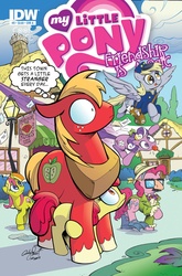 Size: 1100x1670 | Tagged: safe, artist:andy price, idw, official comic, apple bloom, big macintosh, derpy hooves, pinkie pie, screwball, sweetcream scoops, earth pony, pony, g4, official, comic, cover, groucho mask, leg hug, mailmare, mailpony, male, stallion