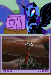 Size: 512x750 | Tagged: safe, nightmare moon, dragon, g4, cynder, dragoness, exploitable meme, female, spyro the dragon (series), tv meme