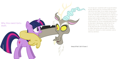 Size: 1876x899 | Tagged: safe, discord, twilight sparkle, g4, quote, william shakespeare