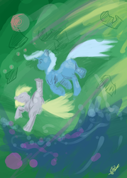 Size: 2000x2800 | Tagged: safe, artist:remenbrand, derpy hooves, trixie, pegasus, pony, g4, female, mare