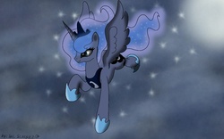 Size: 1280x800 | Tagged: safe, artist:midnightrain525, princess luna, pony, g4, female, flying, solo