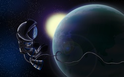 Size: 2880x1800 | Tagged: safe, artist:suplolnope, astronaut, earth, space, spacesuit
