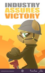 Size: 701x1139 | Tagged: safe, artist:equestria-prevails, oc, oc only, earth pony, pony, industry, poster, propaganda, solo, wrench