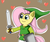 Size: 1200x1000 | Tagged: safe, artist:icebreak23, fluttershy, g4, crossover, link, nintendo, shield, sword, the legend of zelda