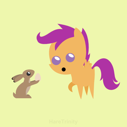 Size: 601x601 | Tagged: safe, artist:haretrinity, scootaloo, hare, g4, egg, pointy ponies