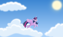 Size: 8772x5203 | Tagged: safe, artist:psyxofthoros, twilight sparkle, alicorn, pony, g4, absurd resolution, cloud, cloudy, female, flying, mare, sky, solo, sun, twilight sparkle (alicorn), vector
