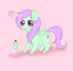 Size: 500x489 | Tagged: safe, artist:reachfarhigh, peppermint crunch, pegasus, pony, g1, female, food, heart, ice cream, mare, solo