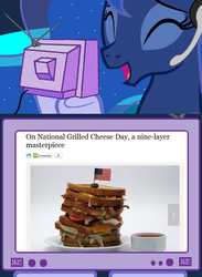 Size: 563x769 | Tagged: safe, princess luna, gamer luna, g4, exploitable meme, glorious grilled cheese, grilled cheese, tv meme