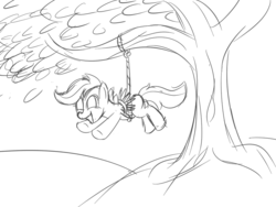 Size: 800x600 | Tagged: safe, artist:tggeko, scootaloo, g4, rope, sketch, tree