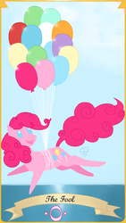 Size: 450x800 | Tagged: safe, artist:malrai, pinkie pie, g4, balloon, tarot card, then watch her balloons lift her up to the sky