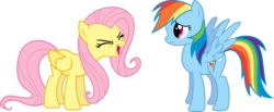 Size: 9665x4000 | Tagged: safe, artist:uxyd, fluttershy, rainbow dash, pegasus, pony, g4, sonic rainboom (episode), duo, simple background, transparent background, vector