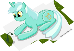 Size: 3525x2408 | Tagged: safe, artist:negasun, lyra heartstrings, pony, unicorn, g4, female, flower, lying, mare, simple background, solo, transparent background