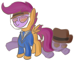 Size: 569x455 | Tagged: safe, artist:tggeko, scootaloo, g4, ask, crossover, ponyville replies, sniper, sniper (tf2), spy, spy (tf2), team fortress 2, tumblr