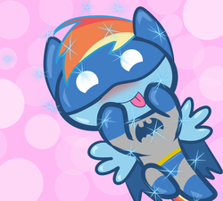 Size: 1280x1152 | Tagged: safe, artist:forreallz, rainbow dash, g4, batman, chibi, costume, crossover, cute, parody