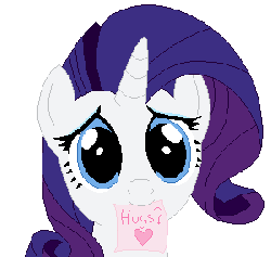 Size: 300x285 | Tagged: safe, artist:tomdantherock, rarity, pony, g4, animated, bronybait, cute, female, hug, hug request, mouth hold, note, solo