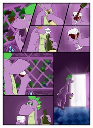 Size: 2400x3300 | Tagged: safe, artist:pia-sama, artist:voodoogecko, spike, g4, comic, drinking alone except with two, female, male, older, older spike, ship:sparity, shipping, straight, wine