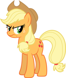 Size: 5072x6021 | Tagged: safe, artist:synthrid, applejack, earth pony, pony, g4, ponyville confidential, absurd resolution, angry, cowboy hat, female, hat, mare, simple background, solo, stetson, transparent background, vector
