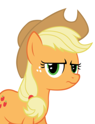 Size: 5000x6510 | Tagged: safe, artist:azure-vortex, applejack, earth pony, pony, g4, wonderbolts academy, absurd resolution, applejack is not amused, cowboy hat, female, frown, grumpy, hat, looking at you, reaction image, simple background, solo, stetson, transparent background, unamused, vector