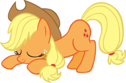 Size: 4001x2633 | Tagged: safe, artist:scrimpeh, applejack, earth pony, pony, friendship is magic, g4, eyes closed, female, kneeling, simple background, solo, transparent background, vector