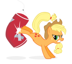 Size: 5000x4438 | Tagged: safe, artist:ahumeniy, applejack, g4, absurd resolution, bucking, punching bag, simple background, transparent background, vector