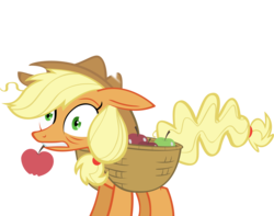 Size: 5000x3947 | Tagged: safe, artist:fabulouspony, applejack, earth pony, pony, g4, apple, basket, simple background, solo, transparent background, vector