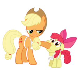 Size: 3999x3999 | Tagged: safe, artist:lixr, apple bloom, applejack, call of the cutie, g4, apron, clothes, simple background, transparent background, vector