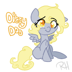 Size: 500x500 | Tagged: safe, artist:robynne, derpy hooves, pegasus, pony, g4, alternate hairstyle, cute, derpabetes, female, filly, simple background, solo, transparent background, wingding eyes