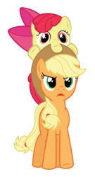 Size: 4043x7488 | Tagged: safe, artist:lixr, apple bloom, applejack, g4, absurd resolution, cute, simple background, transparent background, vector