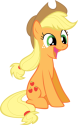 Size: 4000x6425 | Tagged: dead source, safe, artist:blindcavesalamander, applejack, earth pony, pony, g4, sonic rainboom (episode), female, happy, mare, open mouth, open smile, simple background, sitting, smiling, solo, transparent background, vector