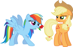 Size: 11570x7603 | Tagged: safe, artist:daydreamsyndrom, applejack, rainbow dash, earth pony, pegasus, pony, g4, absurd resolution, female, lesbian, mare, rose, ship:appledash, shipping, simple background, spread wings, transparent background, vector, wings