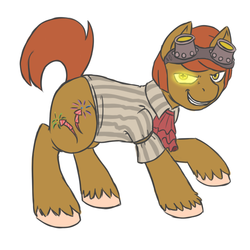 Size: 750x750 | Tagged: safe, artist:pitchpatch, oc, oc only, oc:color boom, pony, clothes, simple background, solo, steampunk